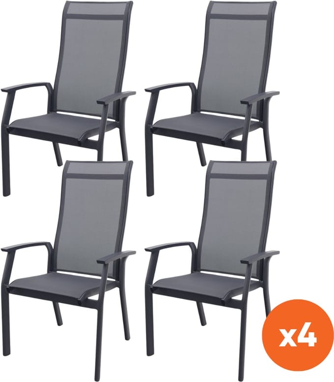 Set van 4 - Madino Excellent stapelbare tuinstoelen - Antraciet