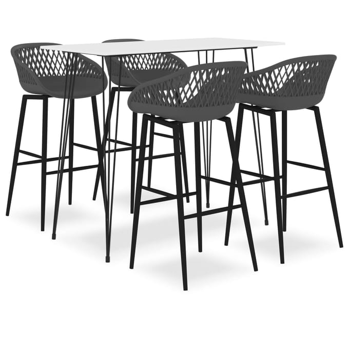 vidaXL - 5-delige - Barset - wit - en - grijs
