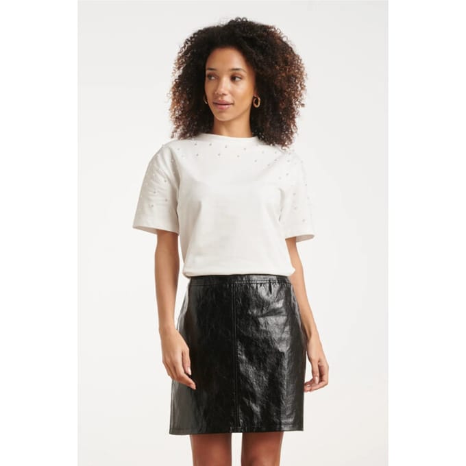 Smashed Lemon Ivoorkleurig t-shirt met decoratieve parels |