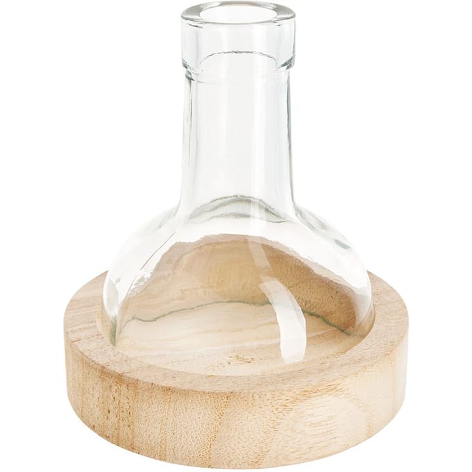 VBS Glazen kap fles met houten basis