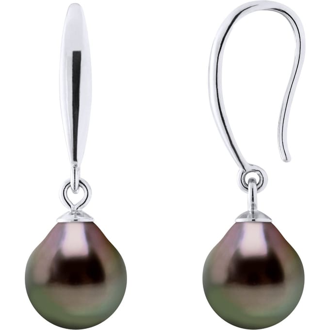 Oorbellen van Zilver 925 en Echte Cultiveerde Tahiti Parel Per 8-9 mm