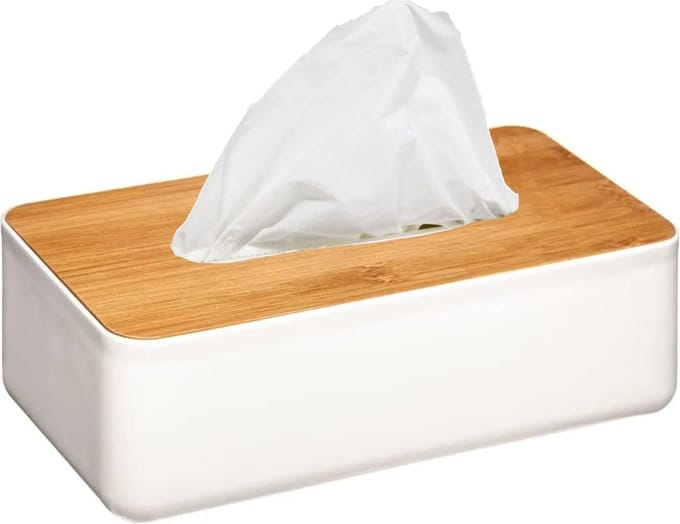 5Five Tissuedoos - tissue box - wit - kunststof - met 100x stuks papieren tissues