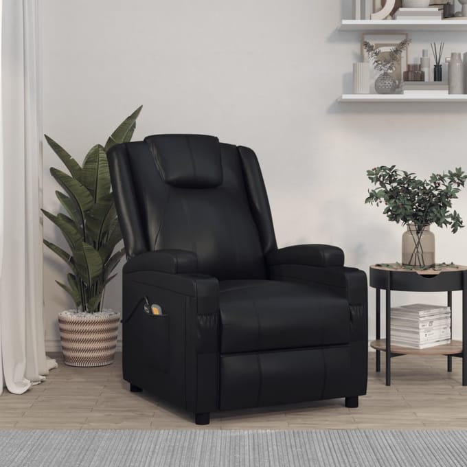vidaXL - Massagestoel - elektrisch - kunstleer - zwart