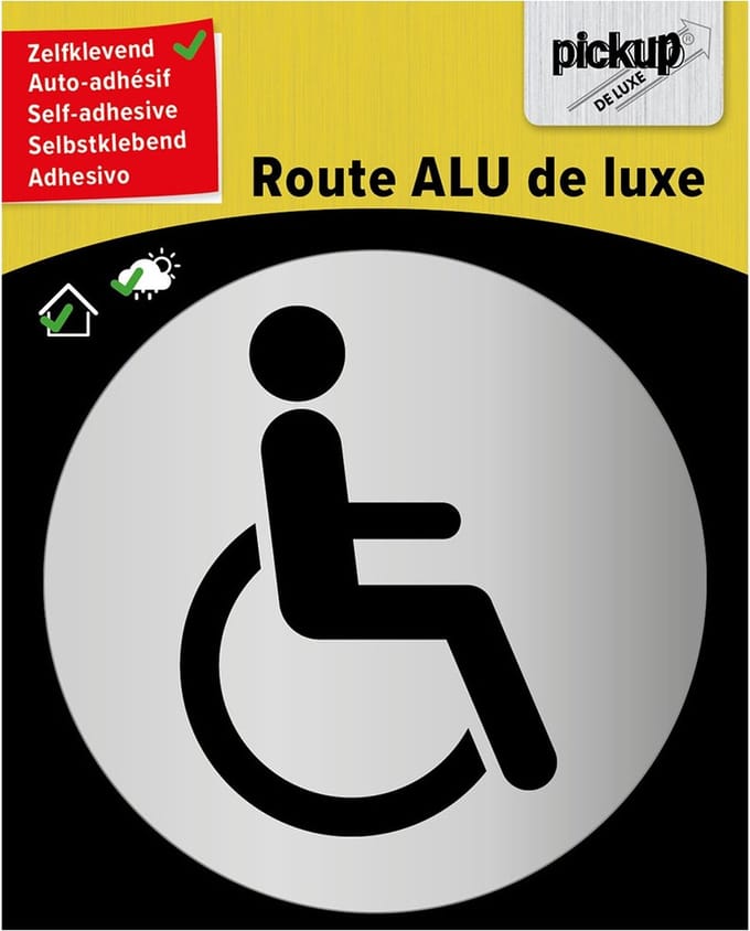 Pickup route rond diameter brushed alu rolstoel - picto rond diameter 80 mm