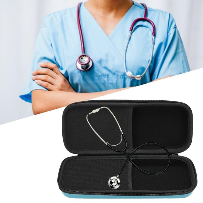 Draagbare Huishoudelijke Stethoscoop Opbergdoos Organizer Etui Opbergtas Container Lichtblauw blue