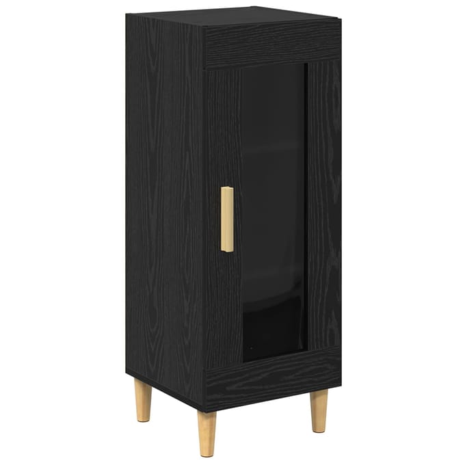 vidaXL - Dressoir - Zwart - Eiken - 34.5 - x - 32.5 - x - 90 - cm - Bewerkt - hout
