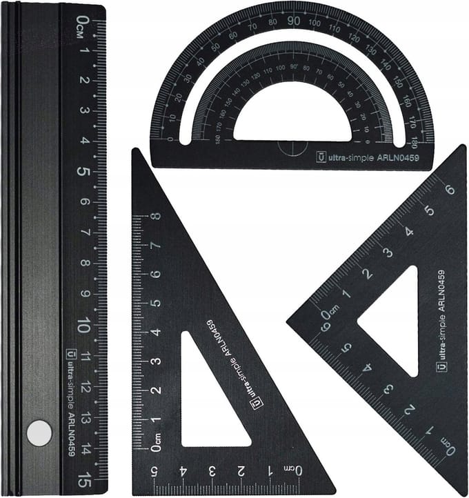 SnelShoppen - Metal Architect Scale Ruler Set 4-delig, Technisch Teken Set, Wiskunde Geometrie Hulpmiddelen, Protractor, Driehoek, Aluminium Ruler Set