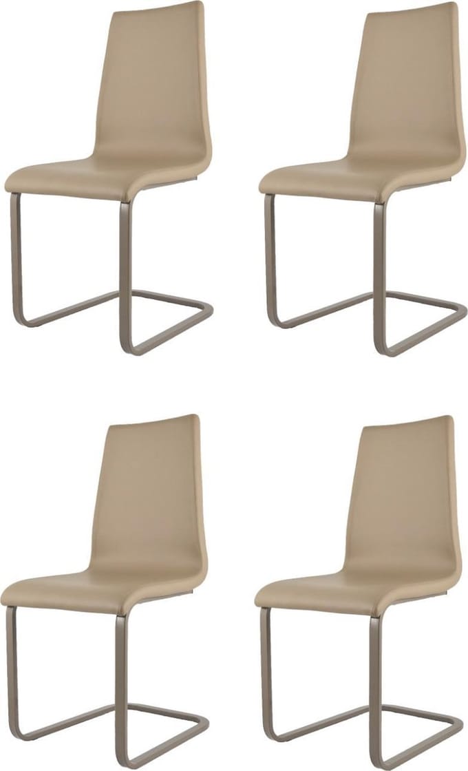 Tommychairs Berlin - Eetkamerstoelen - Set van 4 - Cappuccino - Kunstleer & Metaal