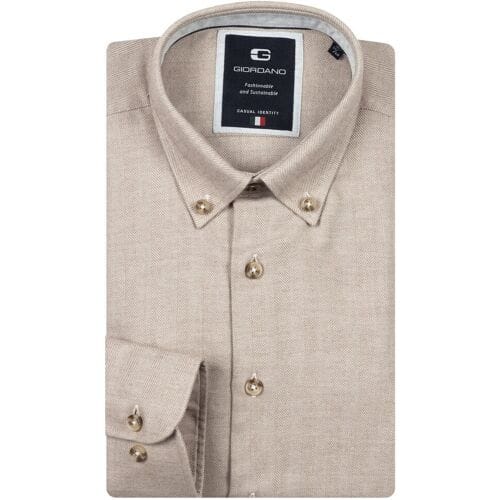 Giordano Overhemd Loretto Button Down Herringbone Kitt / male