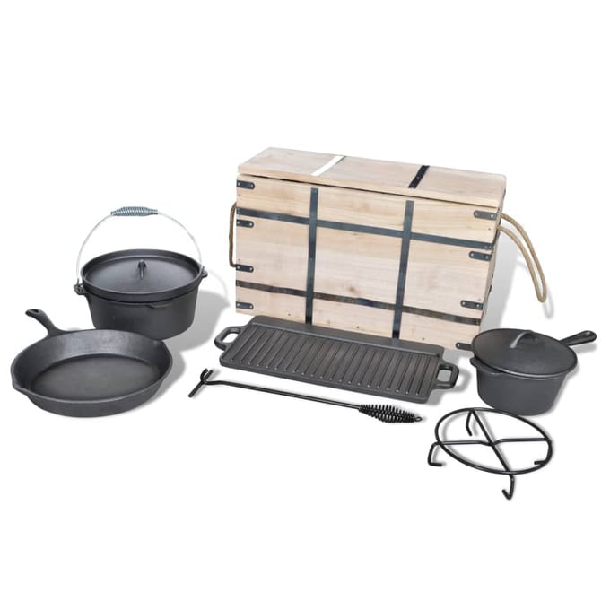 Ensemble de cocottes hollandaises 9 pièces dans une caisse en bois ensemble de cocottes casseroles et poêle