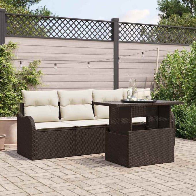 vidaXL - Tuinbank - Set - 5 - st - Bruin - Poly - rattan
