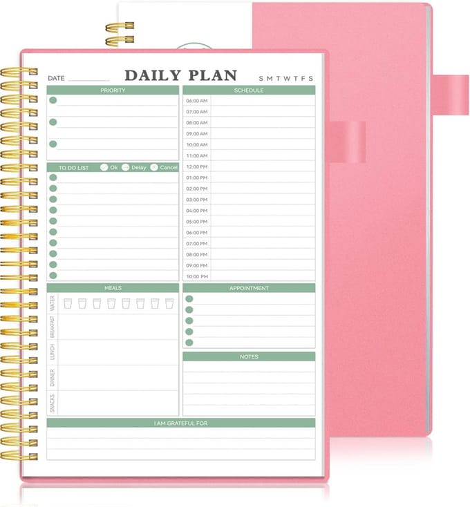 Dagelijkse Planner Ongedateerd met Maaltijdtracker en Uurschema