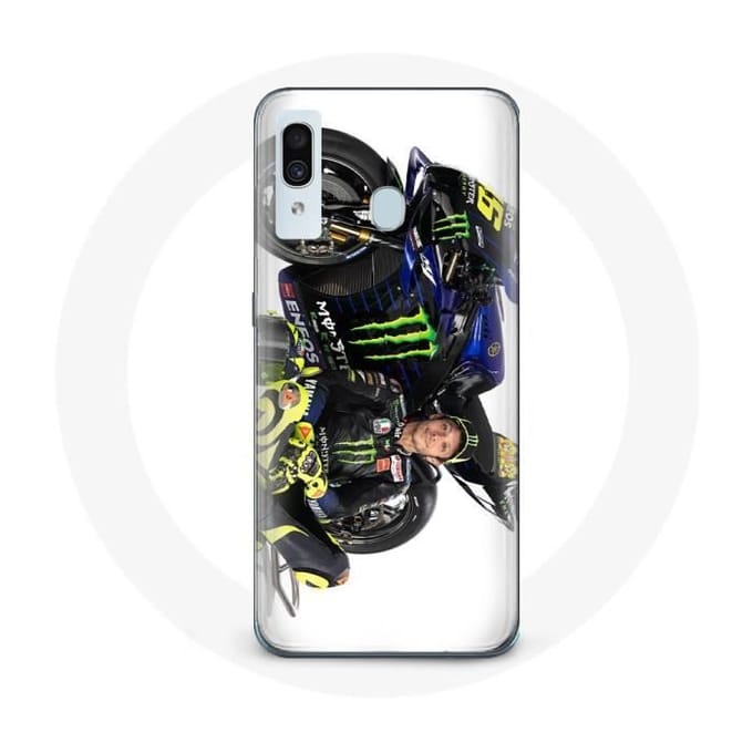 Case voor Samsung Galaxy A40 Valentino Rossi Speed ​​driver witte achtergrond