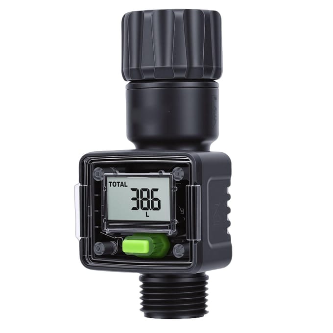 Digitale Waterstroommeter Tuinslang Real-Time Tracking Slimme Watermeter voor Buitenplanten Besproeiing gray