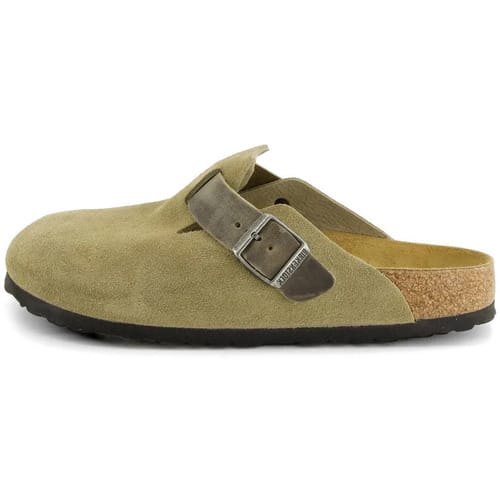 Klompen BIRKENSTOCK Boston Mixed Leather Narrow Khaki
