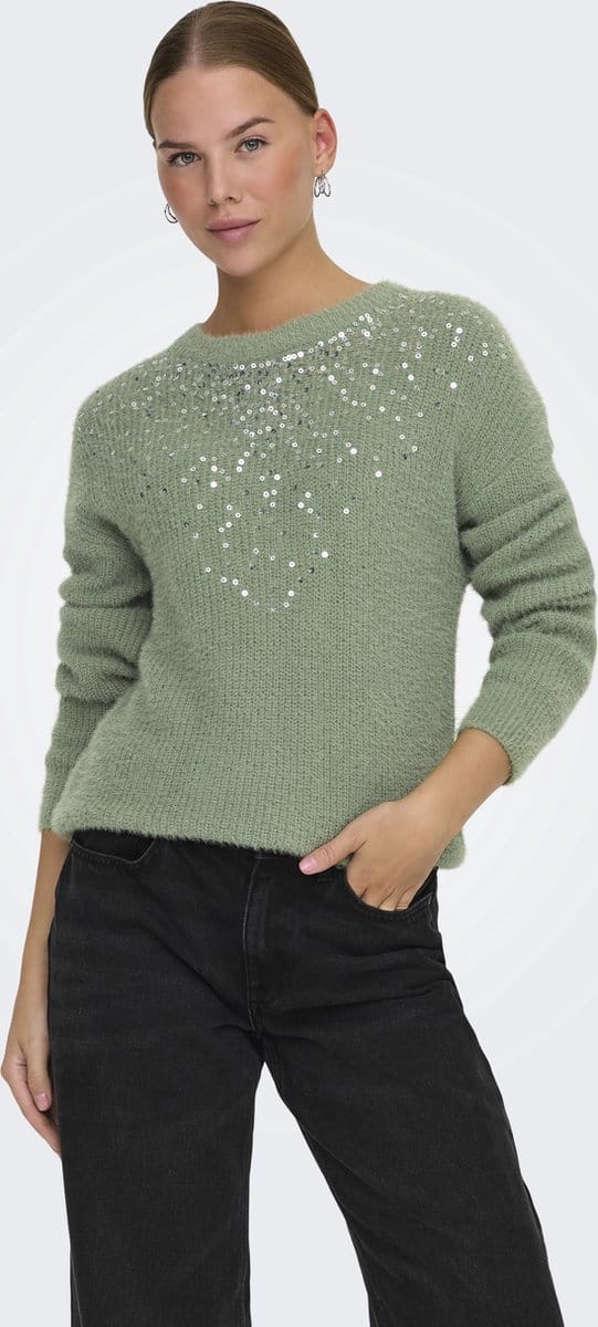 ONLY - ONLCLARIS LS SEQUINS O-NECK KNT - Dames - Gebreide truien