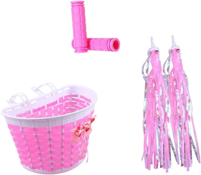 Kinderfietsdecoraties - Fietsmand Streamers - Fiets Versieren - Uniek Ontwerp - 3 Sets - Roze