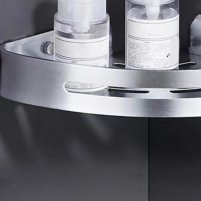 Ponsvrij Douche Opbergrek Aluminiumlegering Badkamer Hoek Opbergplanken voor Thuis Driehoekig white