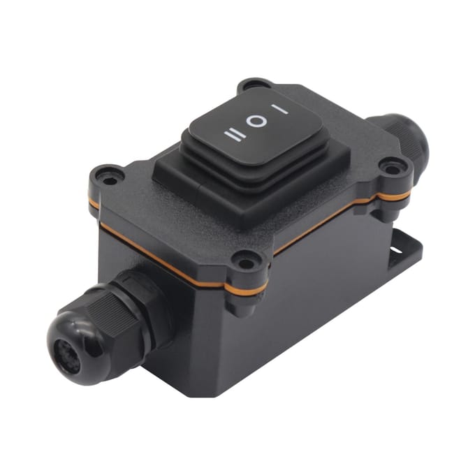 Boîte de jonction étanche IP68 + ensemble d'interrupteurs à bascule 12V à 3 vitesses, prise extérieure à 2 voies, gamme de fils 4 noir