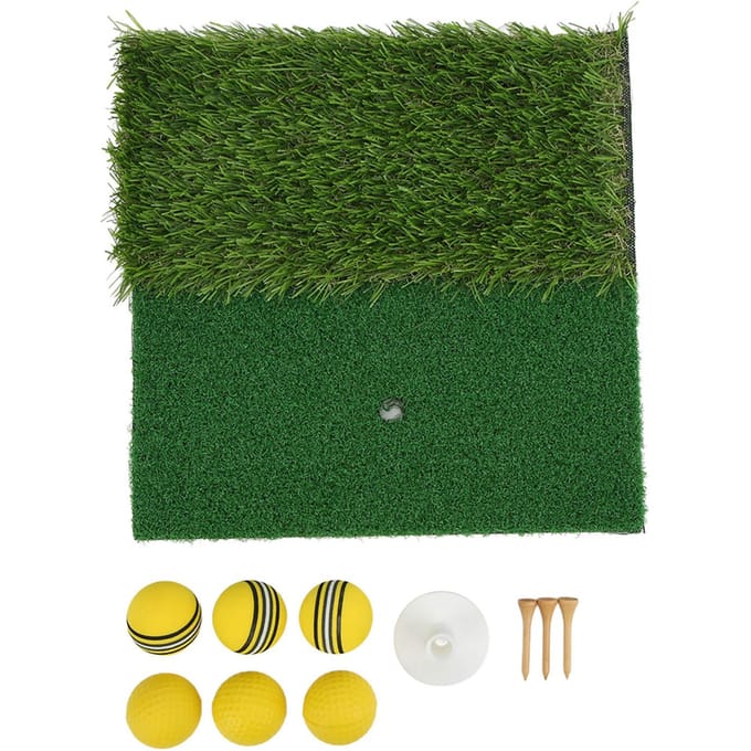 Slagmat Dubbel Gras Mini Golf Training Oefenpad Launch Zone Slag Turf Mat black