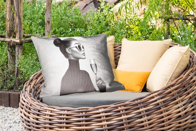 Buitenkussens - Vrouw - Champagne - Modern - 60x40 cm - Weerbestendig