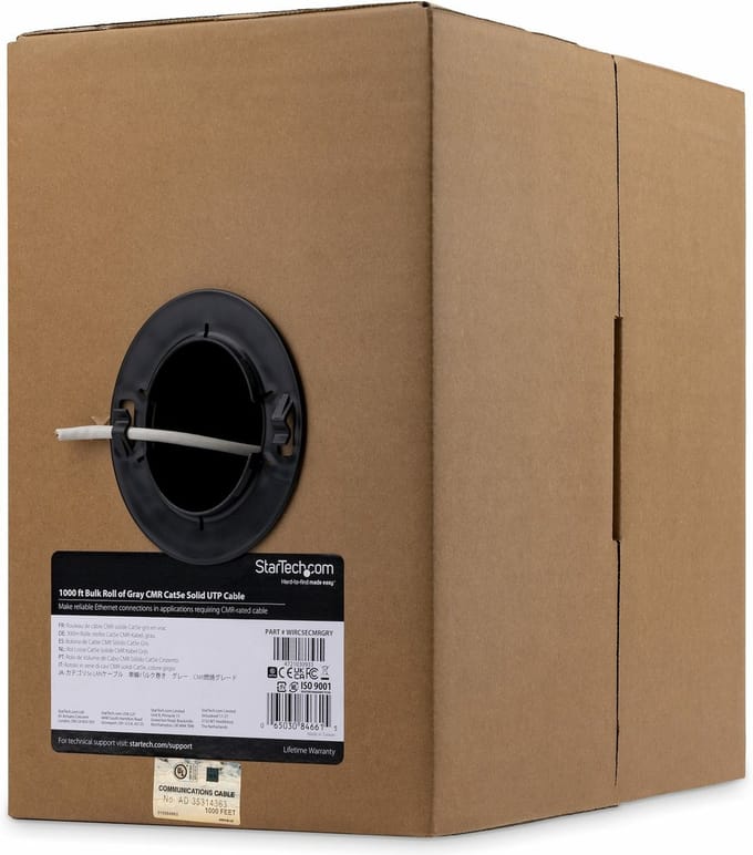 StarTech Bulkrol Cat 5e Ethernet kabel - CMR geclassificeerd - 304,8 m - massief - grijs