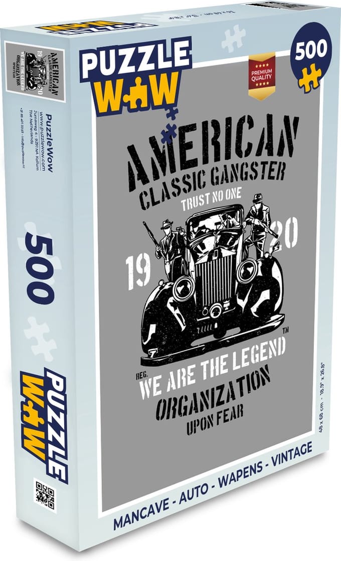 Puzzel Mancave - Auto - Wapens - Vintage - Legpuzzel - Puzzel 500 stukjes