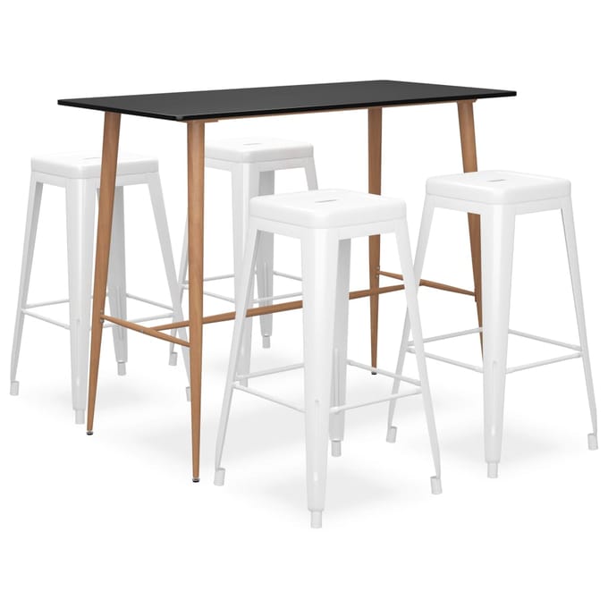 vidaXL - 5-delige - Barset - zwart - en - wit