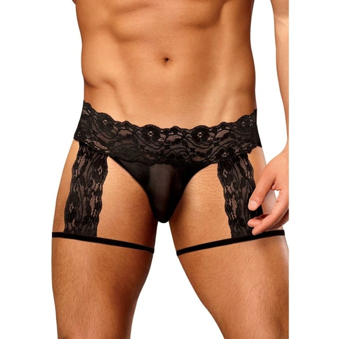 Male Power - G-String Kousenband Short - Zwart
