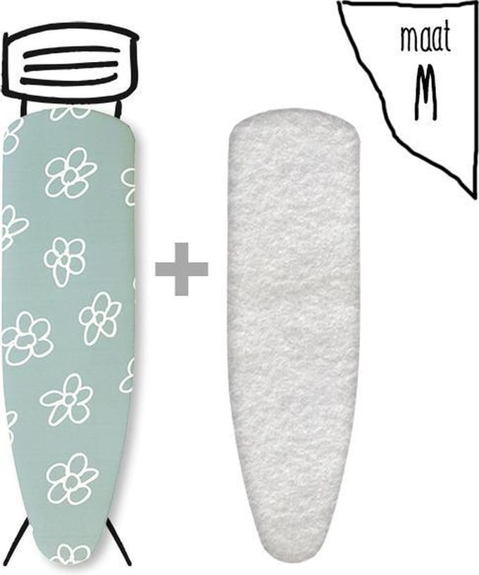 Leuke Strijkhoezen | Strijkhoes met Molton - bloemen groen - maat M - complete set