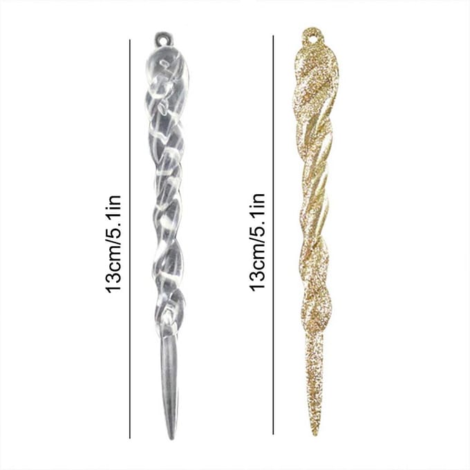 12 STUKS 13cm Simulatie IJspegel Nep Kerstijspegel Kerstboom Hanger gray