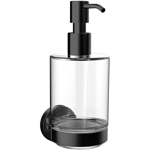 Emco Round, Zeepdispenser, Flacon Helder Kristalglas, Zwart