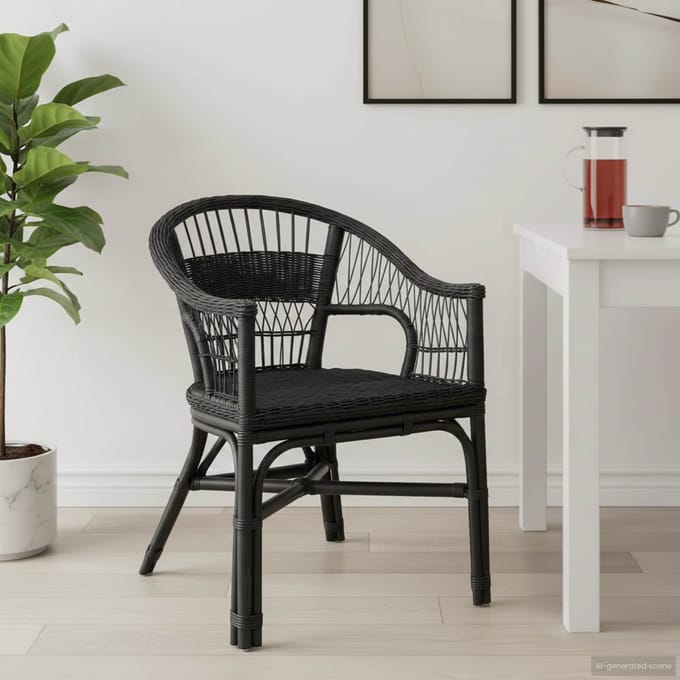 vidaXL Stapelstoel Rattan Zwart 60 x 60 x 81 cm