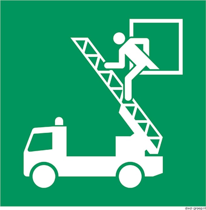Reddingsvenster sticker 200x200 mm - vinyl - ISO 7010 E017