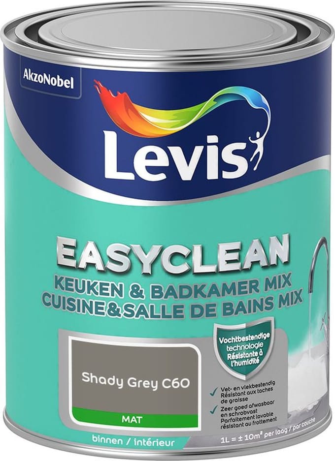Levis - Easyclean Keuken & Badkamer Mix - Shady Grey C60 - Mengverf - 1 L