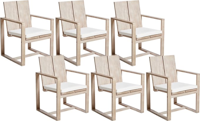 AZZANELLO - Tuinstoel set van 6 - Gebroken wit - Acaciahout