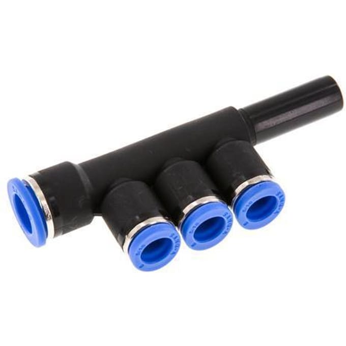 8mm x 10mm x 10mm 3-way Manifold Messing/PA 66 Insteekfitting Plug NBR