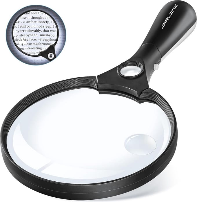 Handheld Vergrootglas met Licht: 10X, 20X, 45X Vergroting voor Lezen en Inspectie