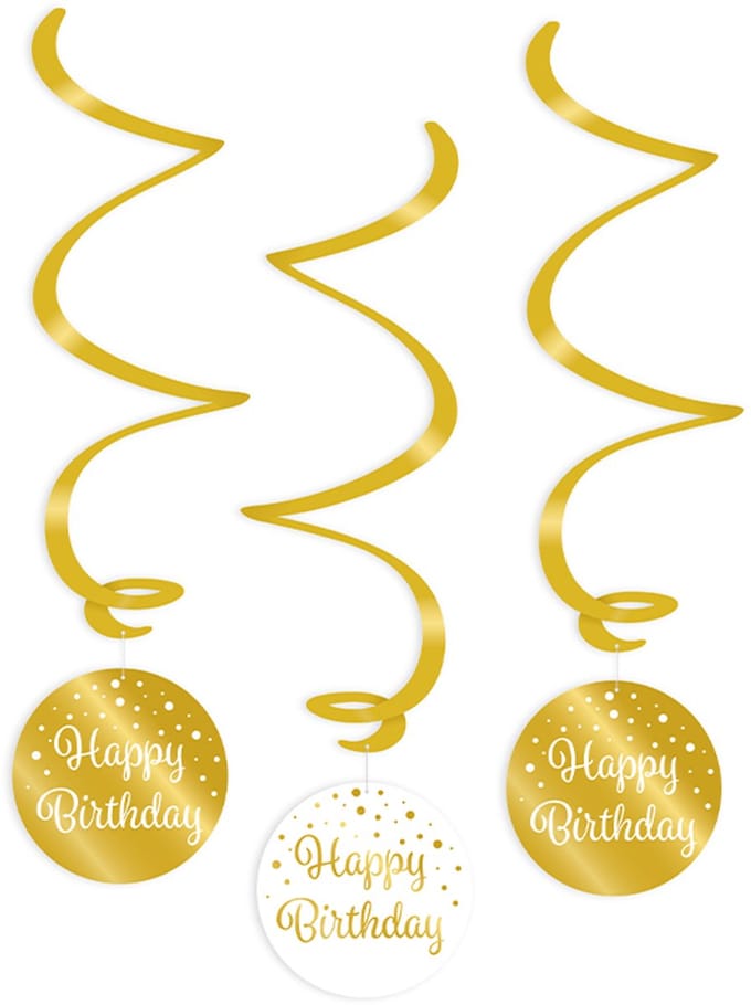 Paperdreams - Swirls Gold/White Happy Birthday