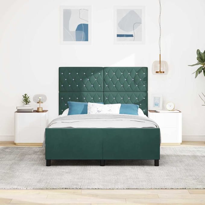 vidaXL - Boxspring - bed - met - hoofdeinde - Donkergroen - 140 - x - 200 - cm - Fluweel