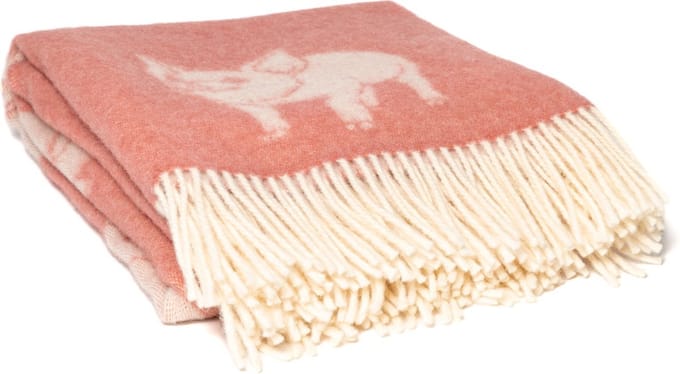 WOOOL Wollen Plaid - PIGLET (Roze) - 130x190cm - Omkeerbaar