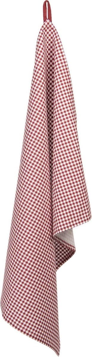 Clayre & Eef Theedoek 50x70 cm Rood Wit Katoen Ruit
