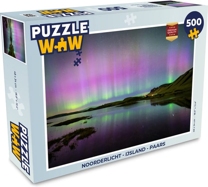 Puzzel Noorderlicht - IJsland - Paars - Legpuzzel - Puzzel 500 stukjes