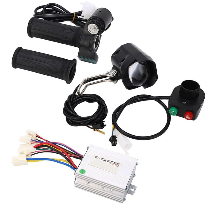 Elektrische Fiets Ombouwset 36V 350W Warmteafvoer Koplamp Schakelaar Elektrische Fiets Motor black
