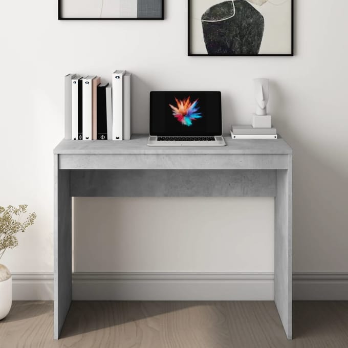 vidaXL - Bureau - 90x40x72 - cm - bewerkt - hout - betongrijs