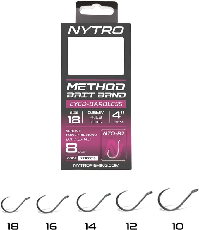 Nytro NTO-B2 Barbless Method Latex Bait Band Rigs – 10 Cm #18 - 0.15mm - 4.1lb