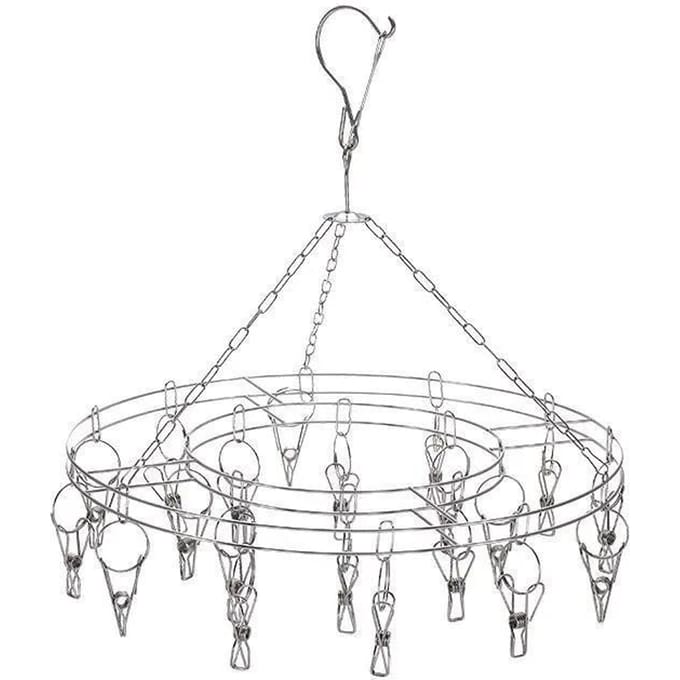 Roestvrijstalen Sokkenrek Met Dik Multi-clip Sokkendroogrek Ronde Kledinghanger Multifunctioneel Drying Racks&Drying Racks&Drying Racks white