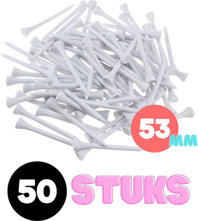 Golf tees hout - 50 stuks - 53mm - Wit - Golf accesoires - Golfset - Golftees - Golftee - Golfaccesoires