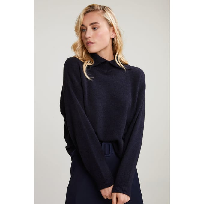 River Woods Navy Mock Neck Sweater Long Sleeves Größe: XXL | Strickpullover Outlet | Damen | Blau