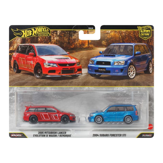 Hot Wheels Premium Car culture Set van 2 - 2005 Mitsubishi Lancer Evolution IX Wagon & 2004 Subaru Forester STI